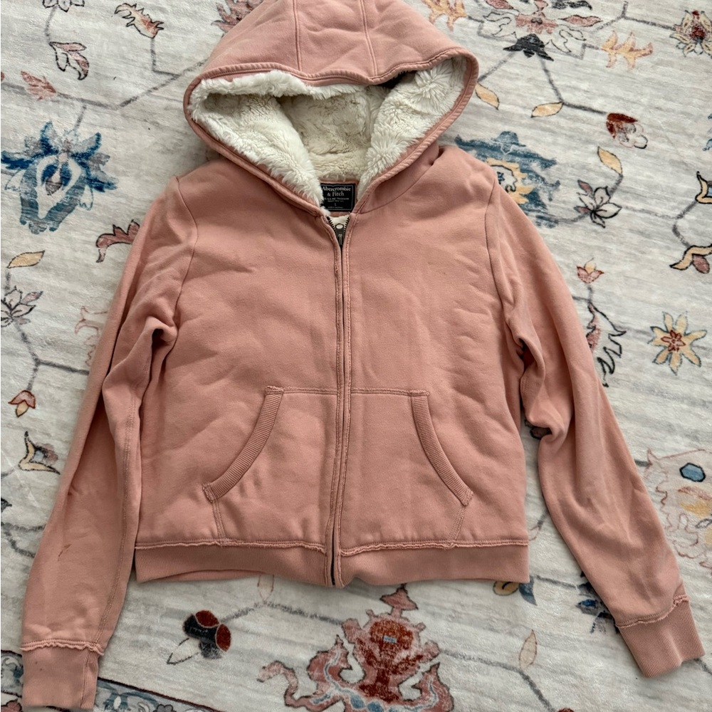 Abercrombie & Fitch Light Pink Fur-Lined Hoodie
